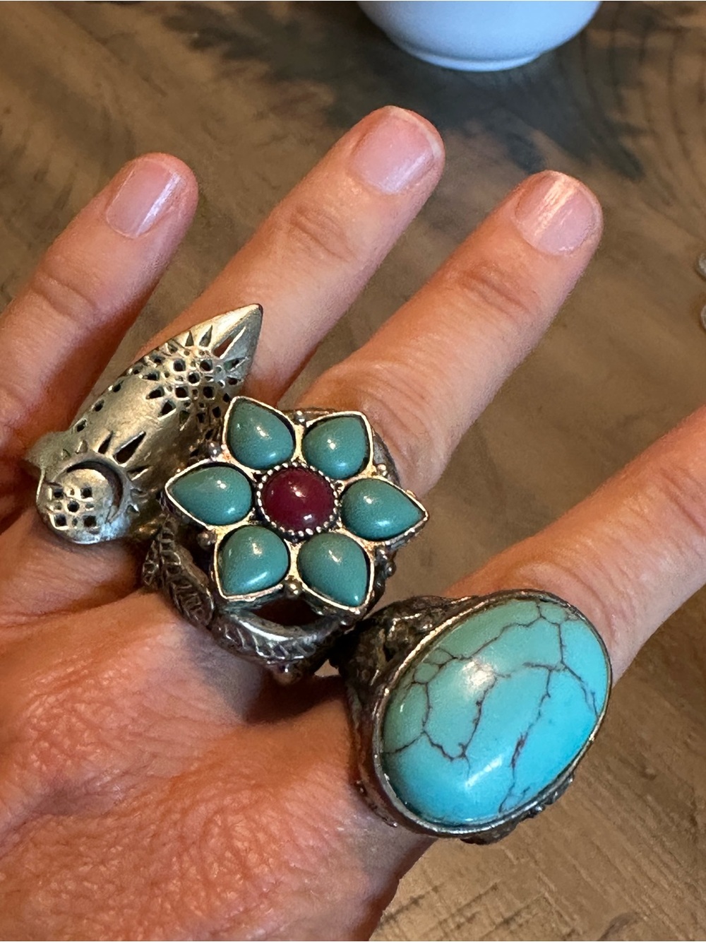 SET OF 3 LUCKY BRAND Turquoise and Silver rings Women Jewelry—SOLD AS A SET